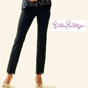 Lilly Pulitzer Kelly Lace Ankle Pant Scalloped Onyx Paradise Found Lace Black 8